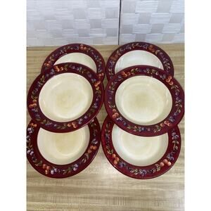 TUSCAN HARVEST Hand Painted Bowls By ONEIDA Set OF 6, 8.75” Diameter